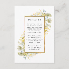Elegant Gold Framed Wildflower Edging Wedding Informatiekaartje