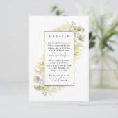 Elegant Gold Framed Wildflower Edging Wedding Informatiekaartje (Staand voorkant)