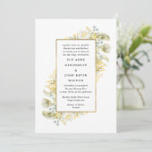 Elegant Gold Framed Wildflower Edging Wedding Kaart (Staand voorkant)