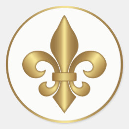 Elegant Gold French Fleur de Lis Symbol Ronde Sticker