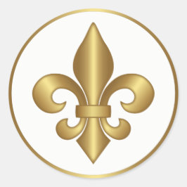 Elegant Gold French Fleur de Lis Symbol Ronde Sticker