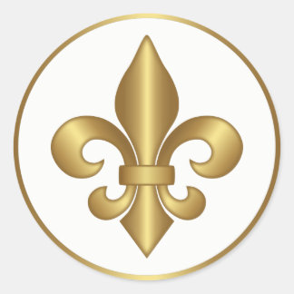 Elegant Gold French Fleur de Lis Symbol Ronde Sticker