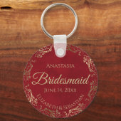 Elegant Gold Frills op Red Bridesmaid Wedding Gift Sleutelhanger (Voorkant)