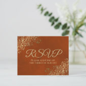 Elegant Gold Frills op Rust Sinaasappel Wedding RS Briefkaart (Staand voorkant)