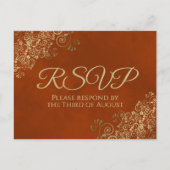 Elegant Gold Frills op Rust Sinaasappel Wedding RS Briefkaart (Voorkant)