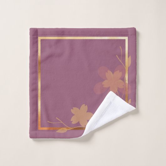 Elegant Gold Fuchsia Abstract Floral Patern Bad Handdoek (Wasdoekje)