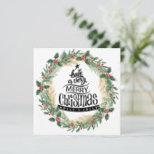 Elegant Gold Fund Script Red Holly Berry kerst Feestdagenkaart (Staand voorkant)