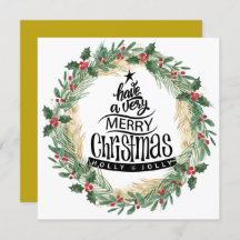 Elegant Gold Fund Script Red Holly Berry kerst