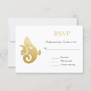 Elegant Gold Ganapati   RSVP Indische bruiloft Kaart