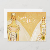 Elegant Gold Gay Lesbian Save the Date Aankondigingskaart (Voorkant / Achterkant)