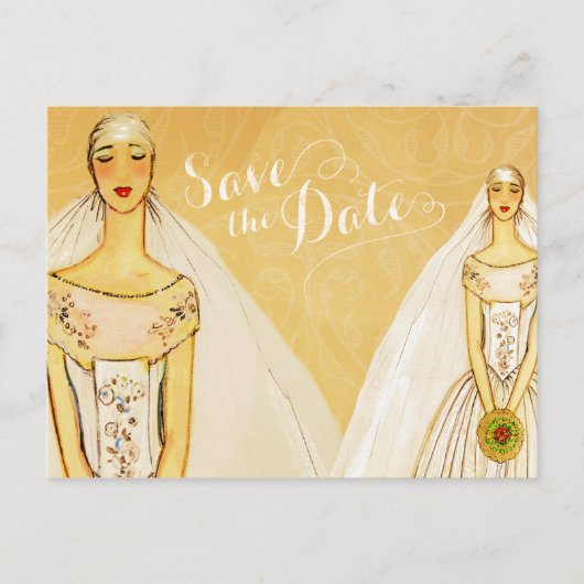 Elegant Gold Gay Lesbian Save the Date Aankondigingskaart (Voorkant)