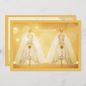 Elegant Gold Gay Lesbian Wedding Uitnodiging (Voorkant / Achterkant)