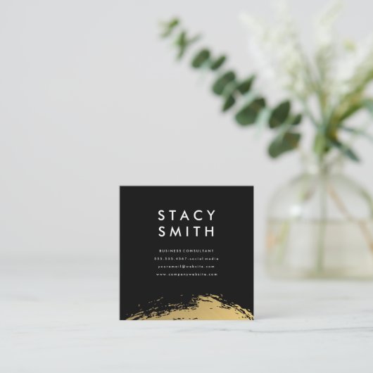 Elegant Gold geborsteld, stijlvol Vierkante Visitekaartje (Staand voorkant)