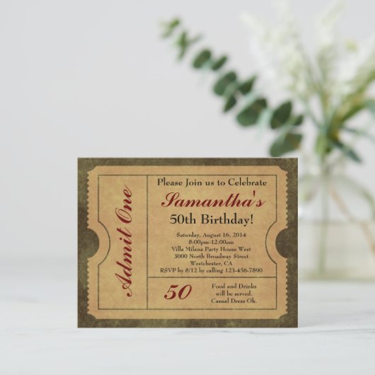 Elegant  Gold Geef een 50ste verjaardag/feest toe Kaart (Staand voorkant)