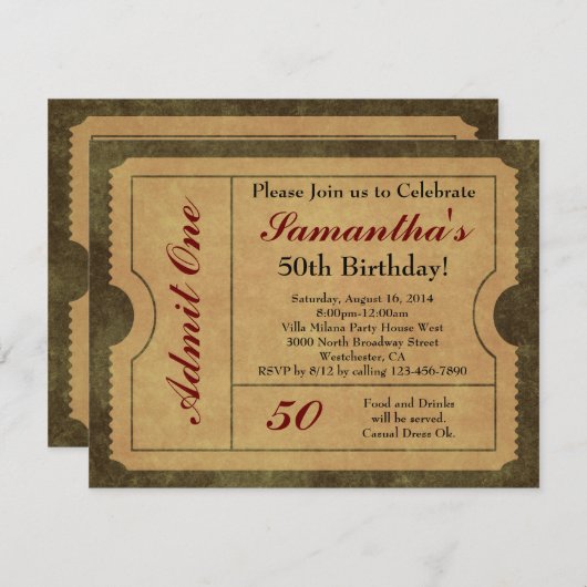 Elegant  Gold Geef een 50ste verjaardag/feest toe Kaart (Voorkant / Achterkant)