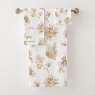 Elegant Gold gegraveerd Pine Bad Handdoek