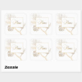 Elegant Gold gegraveerd Pine | Vredesgroet Vierkante Sticker (Vel)