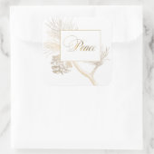 Elegant Gold gegraveerd Pine | Vredesgroet Vierkante Sticker (Tas)