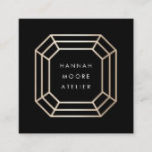Elegant Gold Gemstone Logo | Ontwerp van juwelen Vierkante Visitekaartje (Voorkant)
