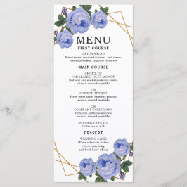 Elegant Gold Geometric Blue Floral Boho Wedding Menu