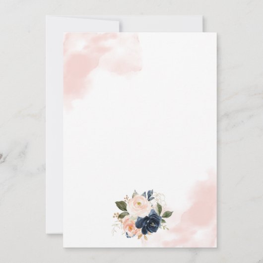 Elegant Gold Geometric Blush and Navy Wedding Kaart (Achterkant)