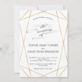 Elegant Gold Geometric Calligraphy Wedding Kaart (Voorkant)