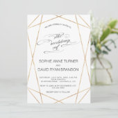 Elegant Gold Geometric Calligraphy Wedding Kaart (Staand voorkant)