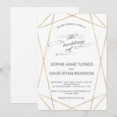 Elegant Gold Geometric Calligraphy Wedding Kaart (Voorkant / Achterkant)