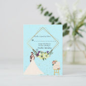 Elegant Gold Geometric Dusty Blue RSVP Card Kaartje (Staand voorkant)