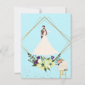 Elegant Gold Geometric Dusty Blue RSVP Card Kaartje (Achterkant)