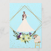 Elegant Gold Geometric Dusty Blue Wedding Menu  (Achterkant)