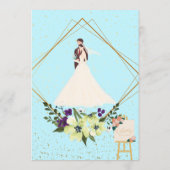 Elegant Gold Geometric Dusty Blue Wedding Program  Programmakaart (Achterkant)