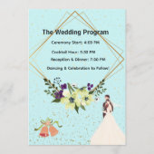 Elegant Gold Geometric Dusty Blue Wedding Program  Programmakaart (Voorkant)