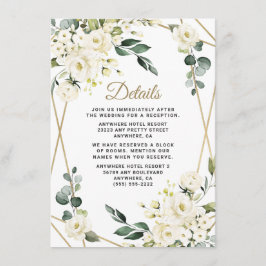 Elegant Gold Geometric Floral Greenery Wedding Informatiekaartje