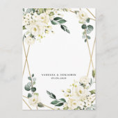 Elegant Gold Geometric Floral Greenery Wedding Informatiekaartje (Achterkant)