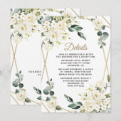 Elegant Gold Geometric Floral Greenery Wedding Informatiekaartje (Voorkant / Achterkant)
