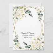 Elegant Gold Geometric Floral Greenery Wedding Kaart (Achterkant)