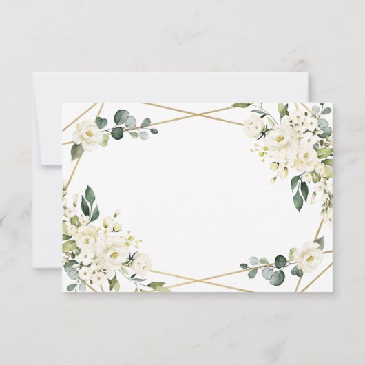 Elegant Gold Geometric Floral Greenery Wedding RSVP Kaartje (Achterkant)
