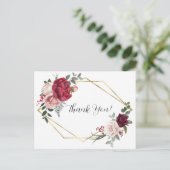 Elegant Gold Geometric Floral Hartelijk dank Brief Briefkaart (Staand voorkant)
