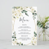 Elegant Gold Geometric Floral Wedding Menu Kaarten (Staand voorkant)