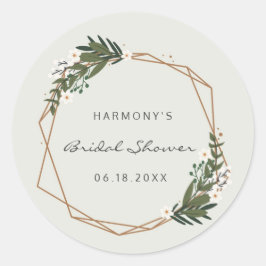 Elegant Gold Geometric Greenery Boho Vrijgezellenf Ronde Sticker