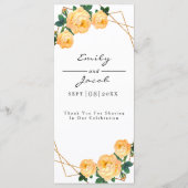 Elegant Gold Geometric Oranje Floral Boho Wedding Menu (Achterkant)