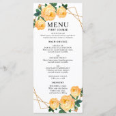 Elegant Gold Geometric Oranje Floral Boho Wedding Menu (Voorkant)