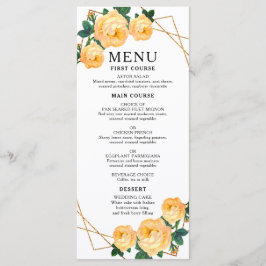 Elegant Gold Geometric Oranje Floral Boho Wedding Menu