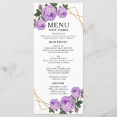 Elegant Gold Geometric Paars Floral Boho Wedding Menu (Voorkant)