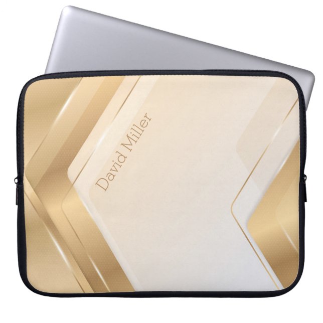 Elegant Gold Geometric Pattern en Customization Laptop Sleeve (Voorkant)