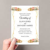 Elegant Gold Geometric Rustic Floral Wedding  Acryl Uitnodigingen (Insitu (Draagbaar))