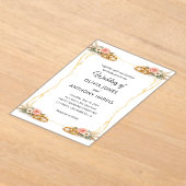 Elegant Gold Geometric Rustic Floral Wedding  Acryl Uitnodigingen (Laagn)