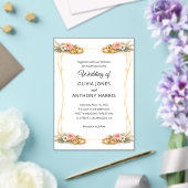 Elegant Gold Geometric Rustic Floral Wedding  Acryl Uitnodigingen (Insitu (Huwelijk))