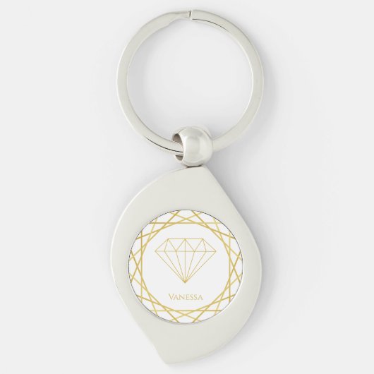 Elegant Gold Geometric Sleutelhanger (Voorkant)